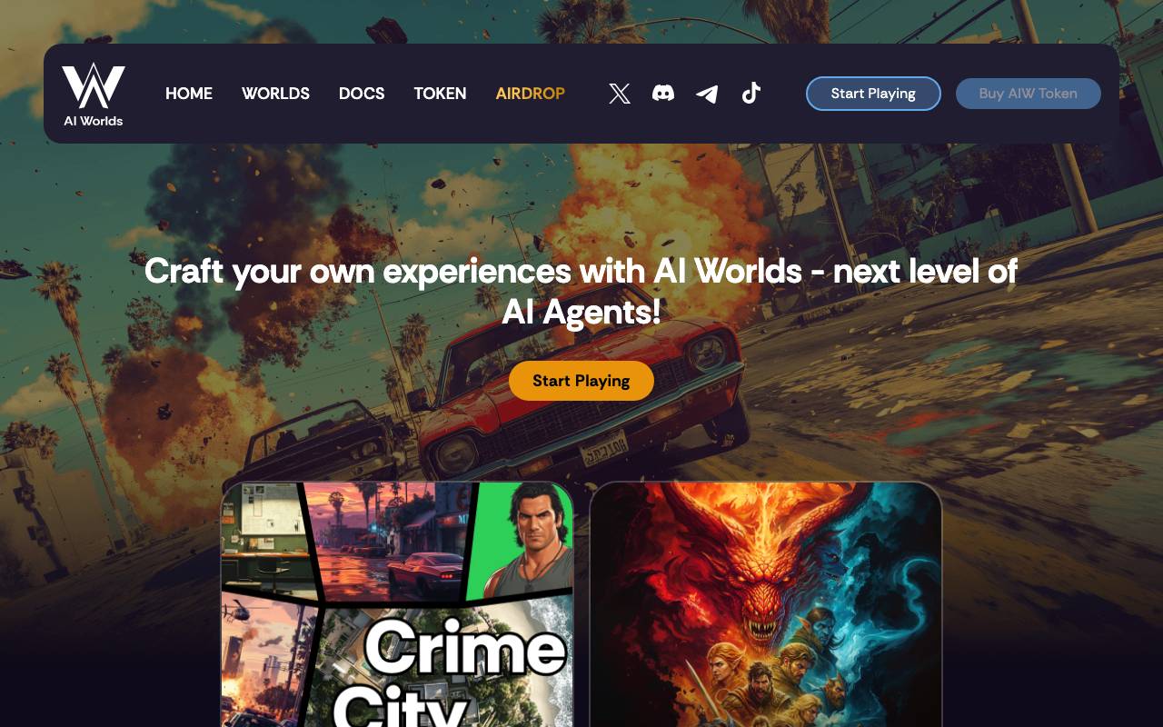 Ai Worlds website preview