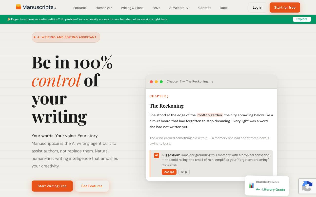 AI Writer website preview