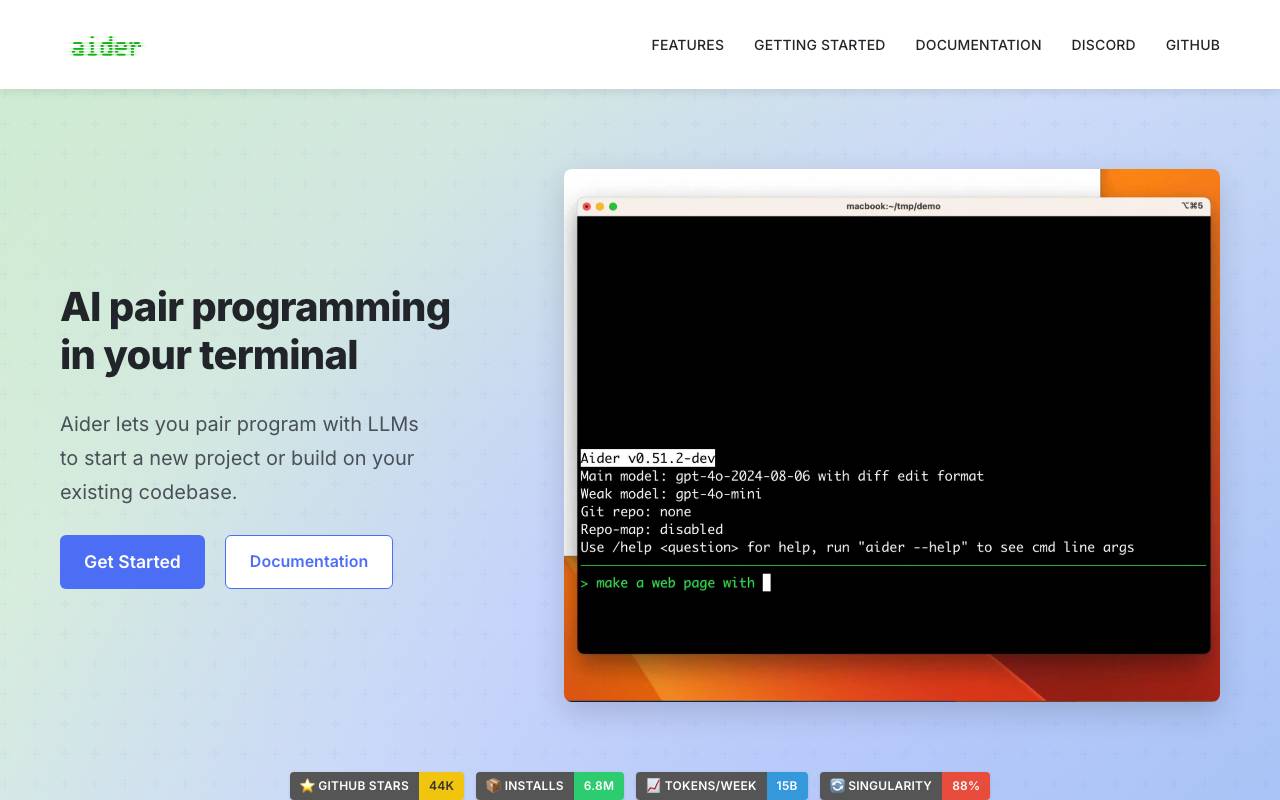 Aider website preview