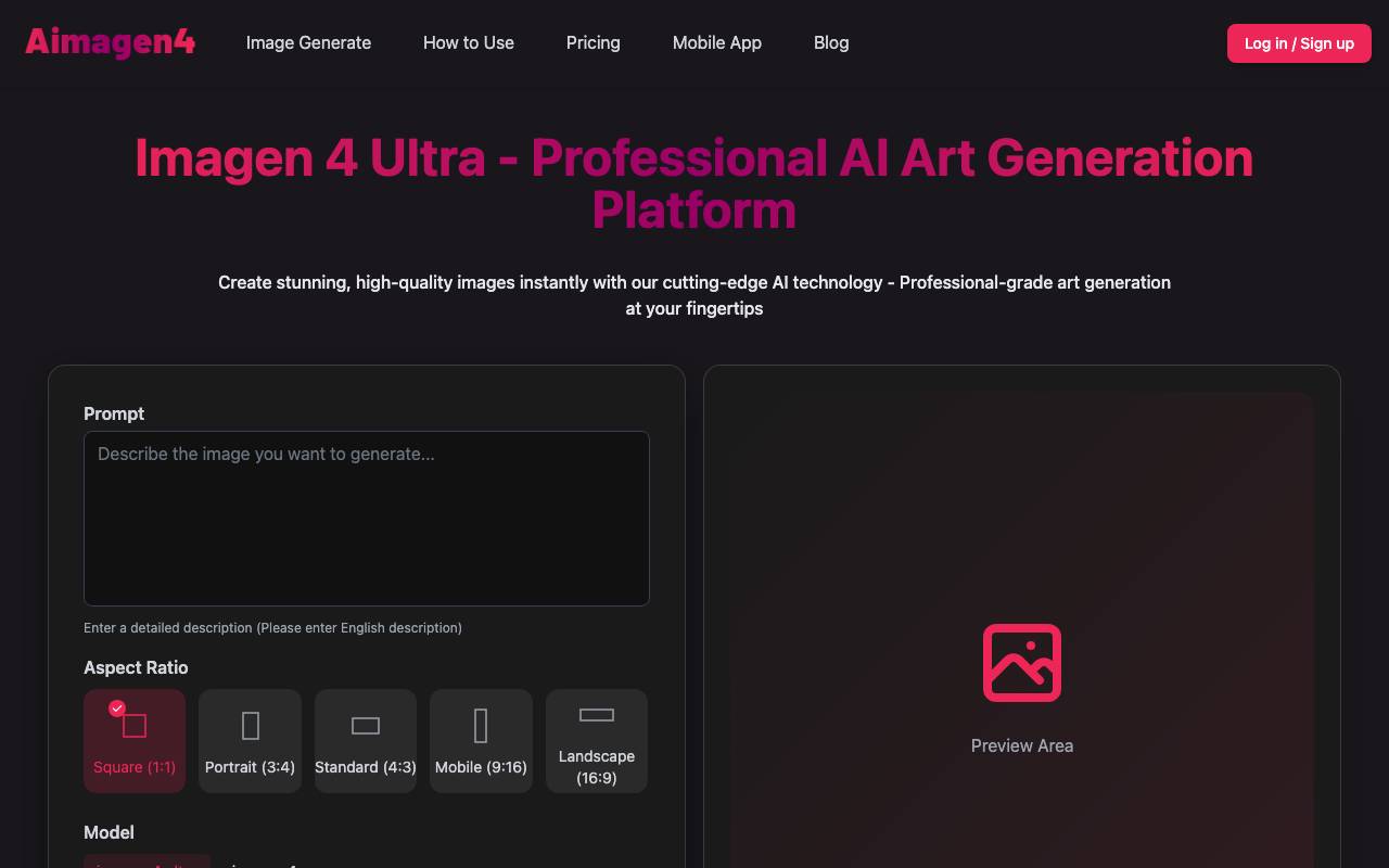 AIMagen4 website preview