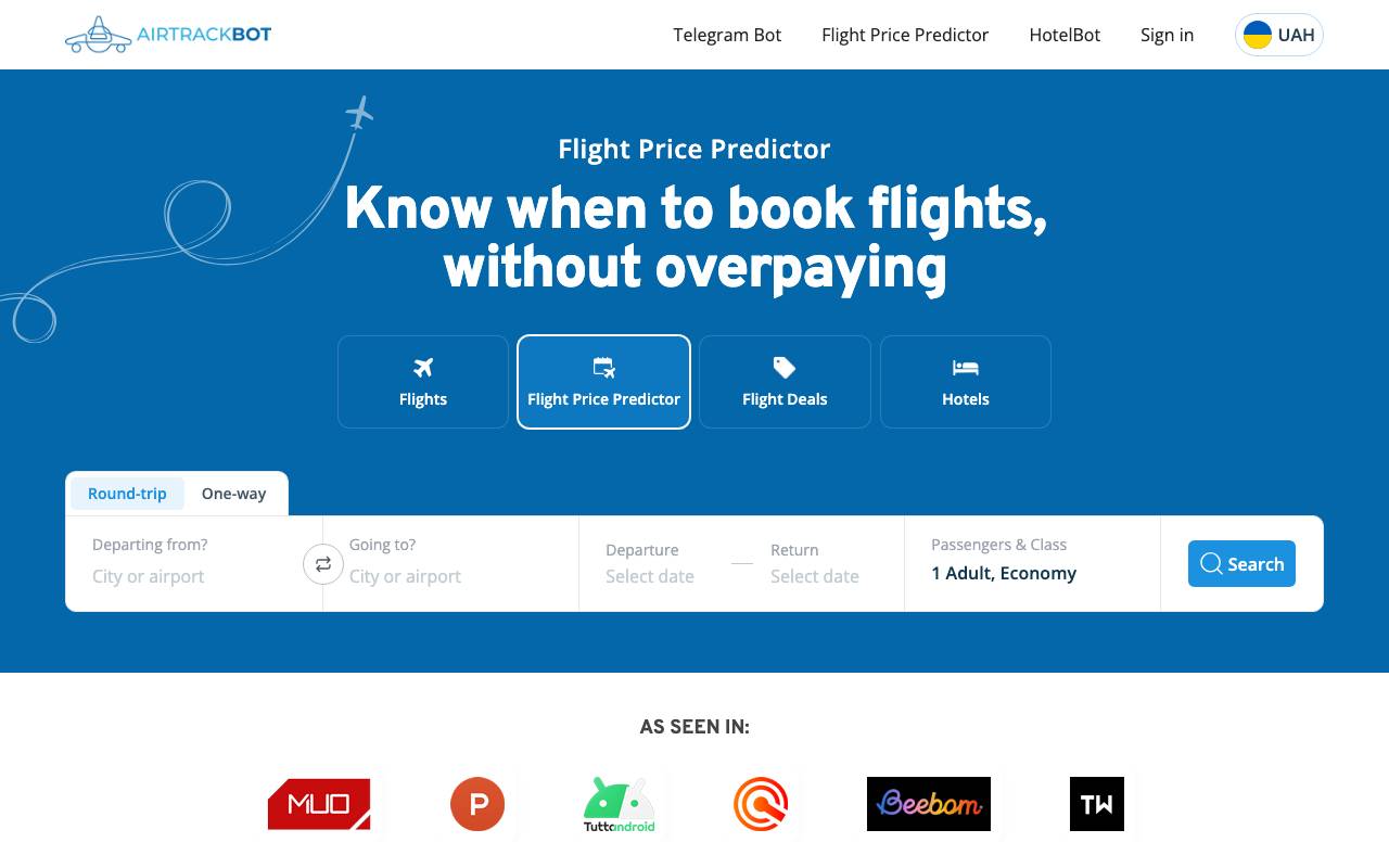 AirTrackBot website preview