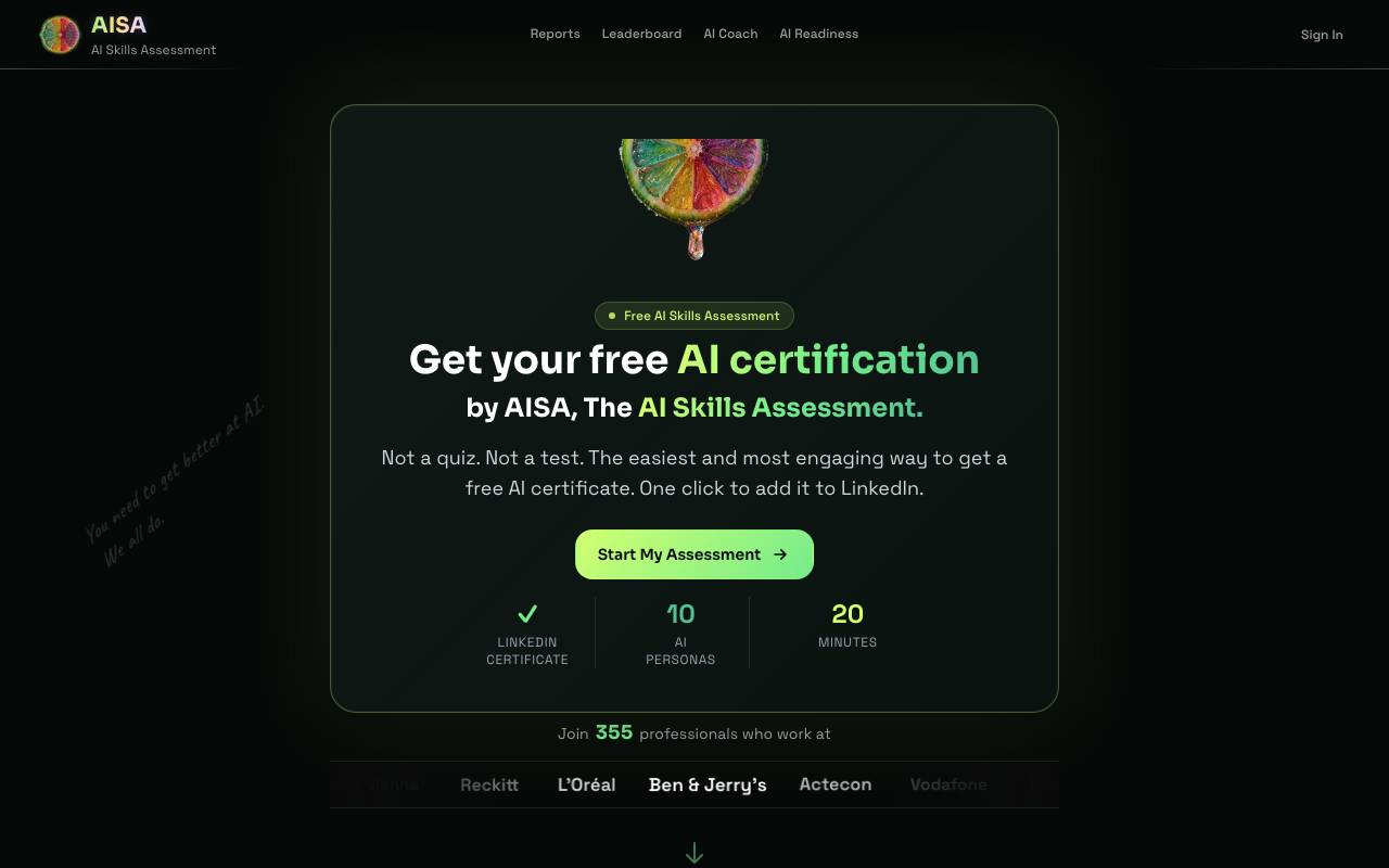 AISA — The AI Skills Assessment website preview