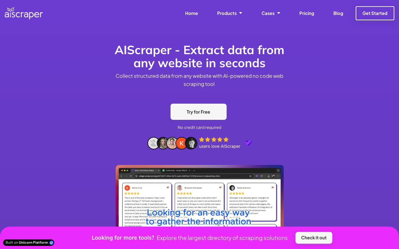 AIScraper website preview