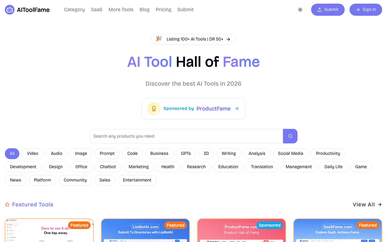 AIToolFame website preview