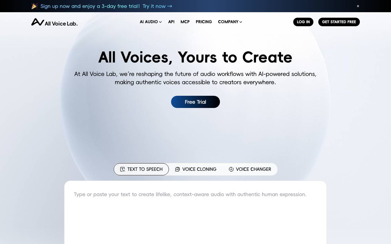 All Voice Lab website preview