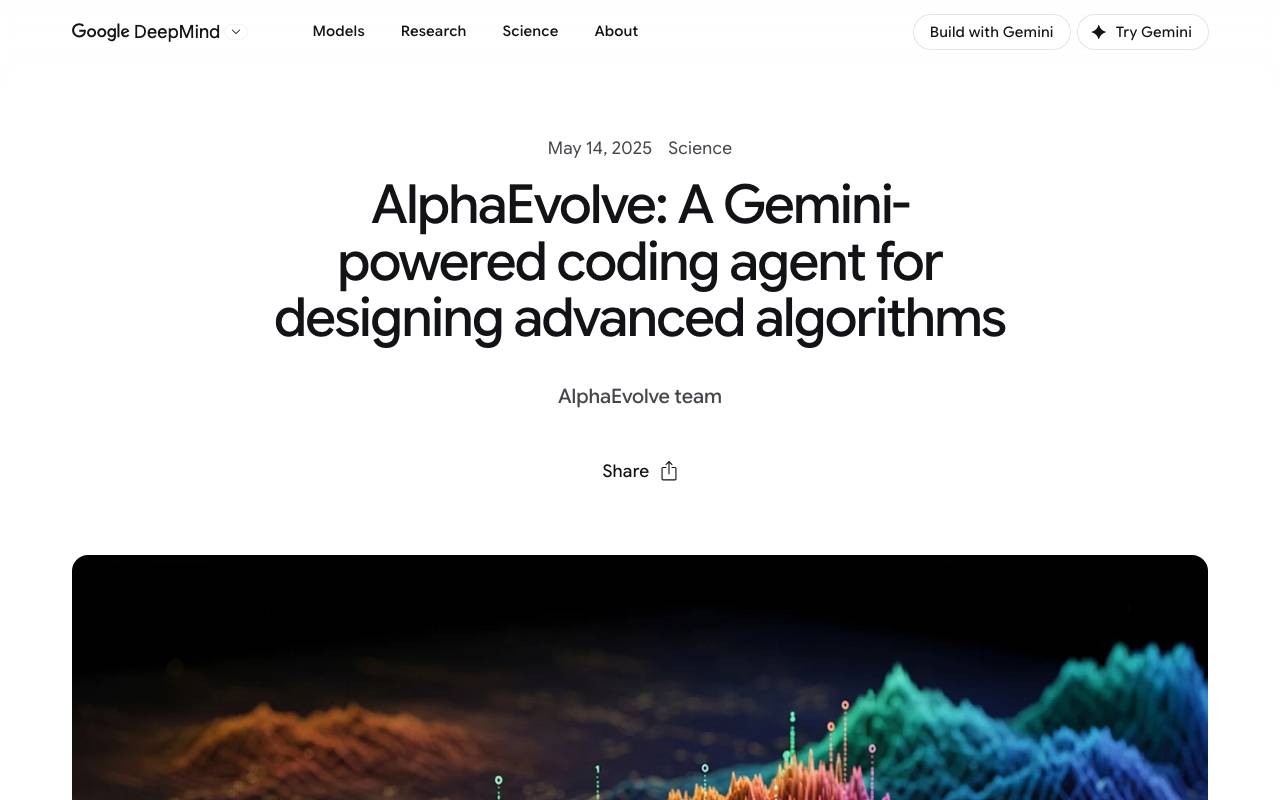 AlphaEvolve website preview