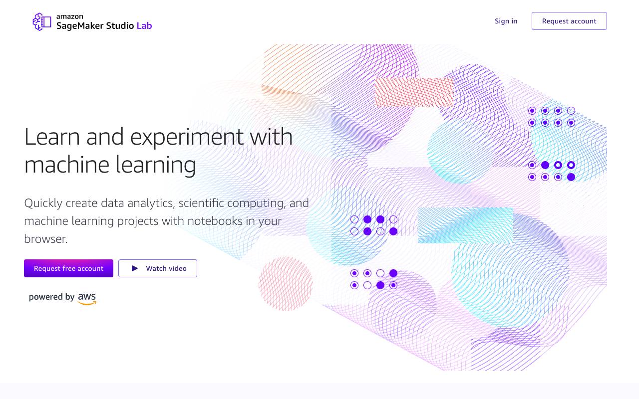 Amazon SageMaker Studio Lab website preview