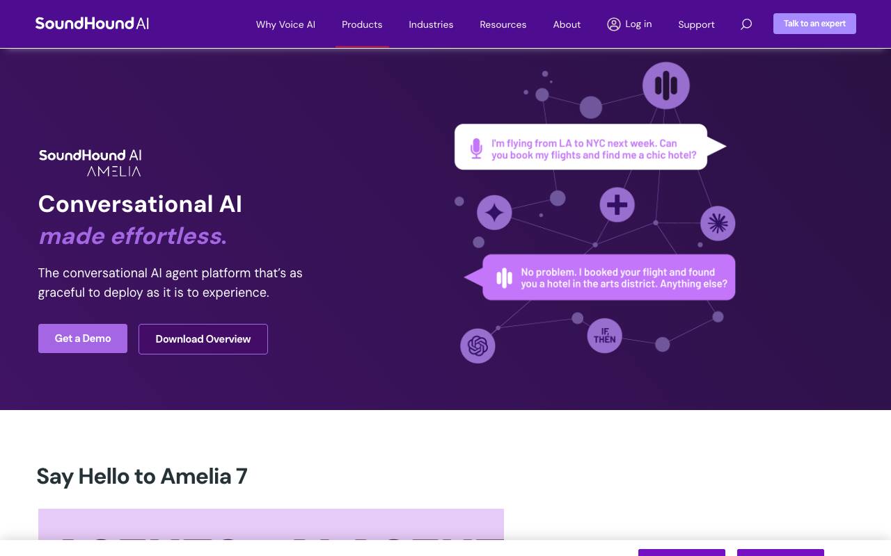 Amelia AI website preview