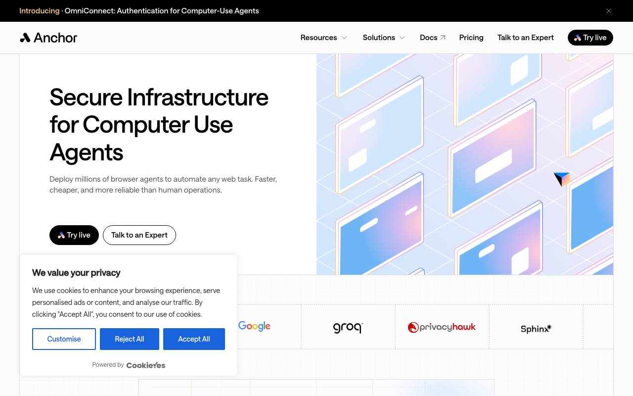 Anchor Browser Tool website preview