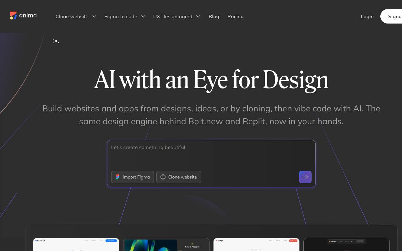 Anima | UX Design Agent website preview