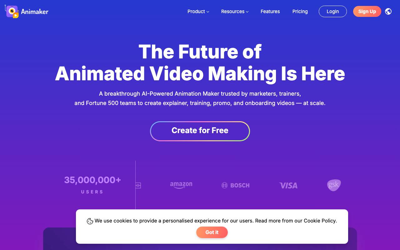 Animaker AI website preview