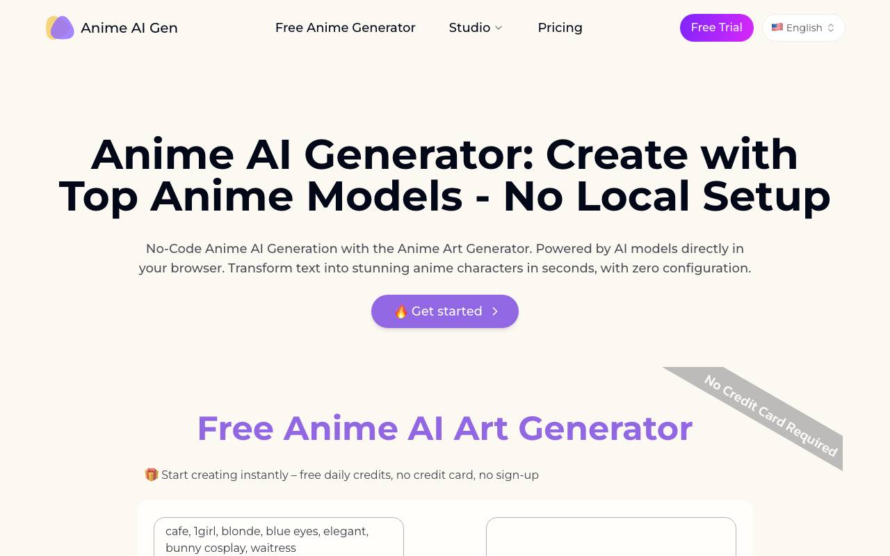 Anime AI Generator website preview