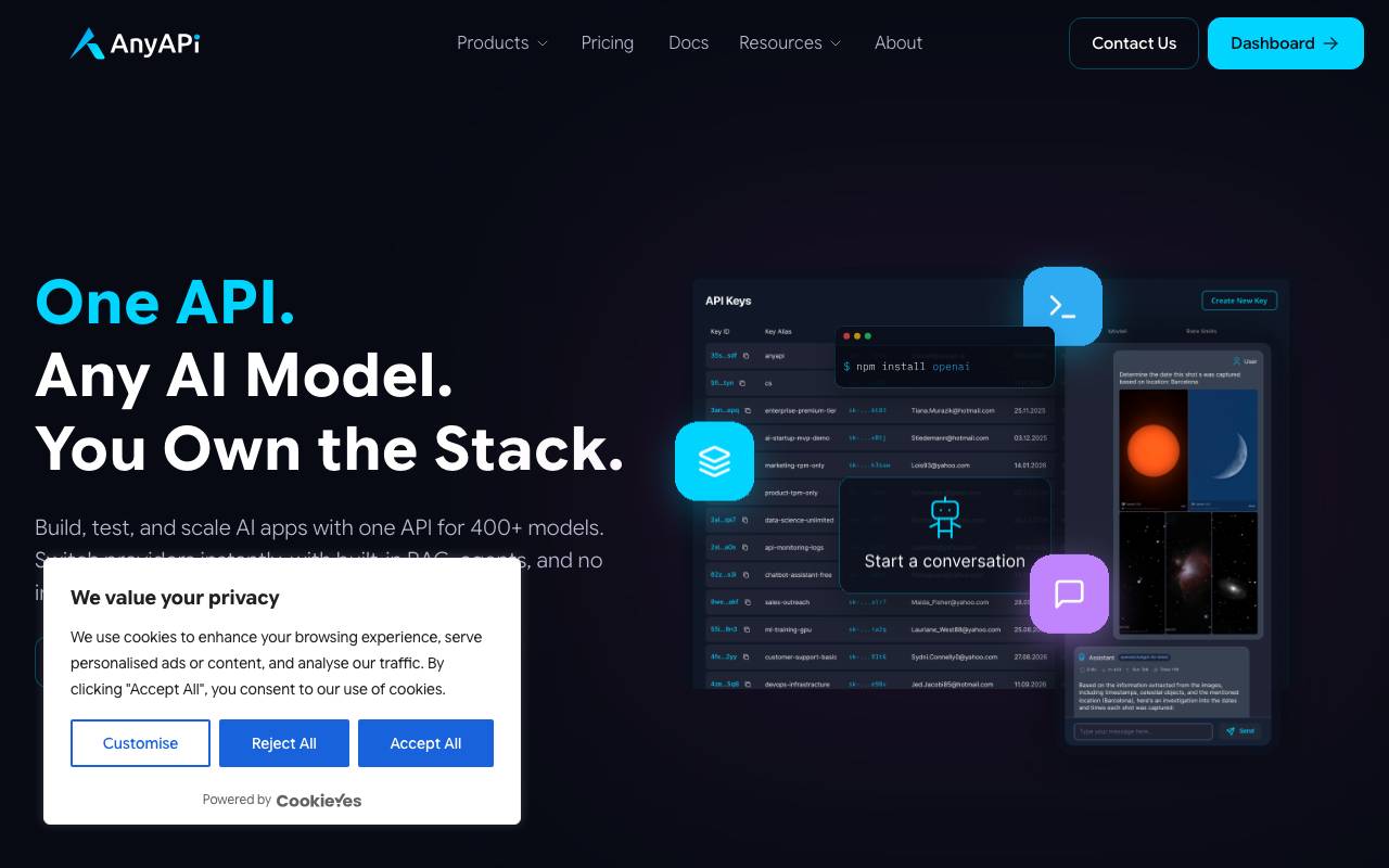 AnyAPI website preview