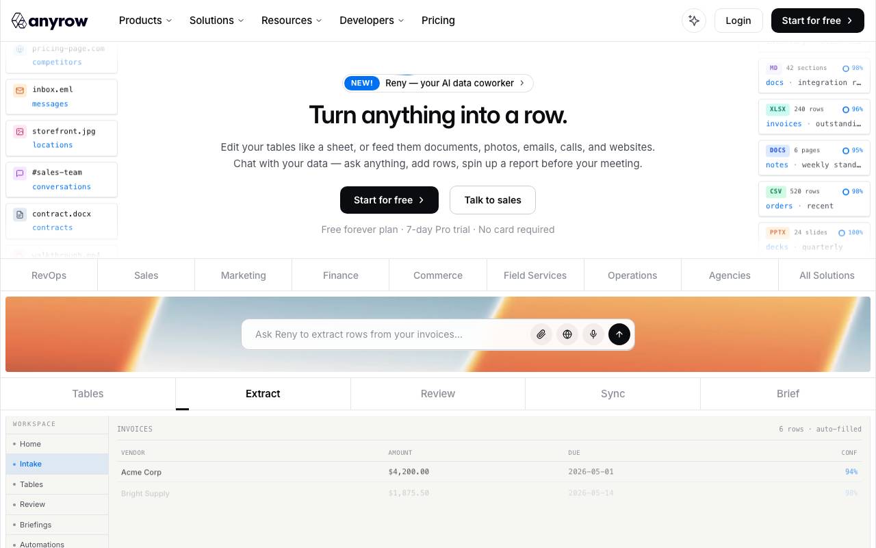 Anyrow website preview
