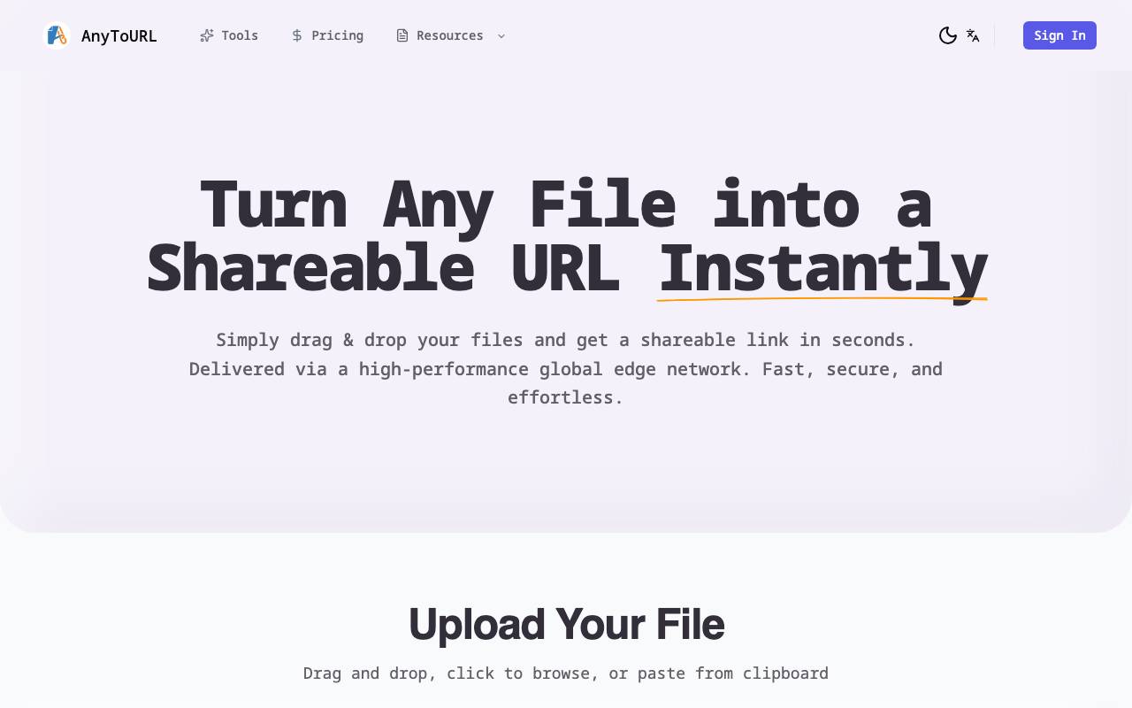 AnyToURL website preview