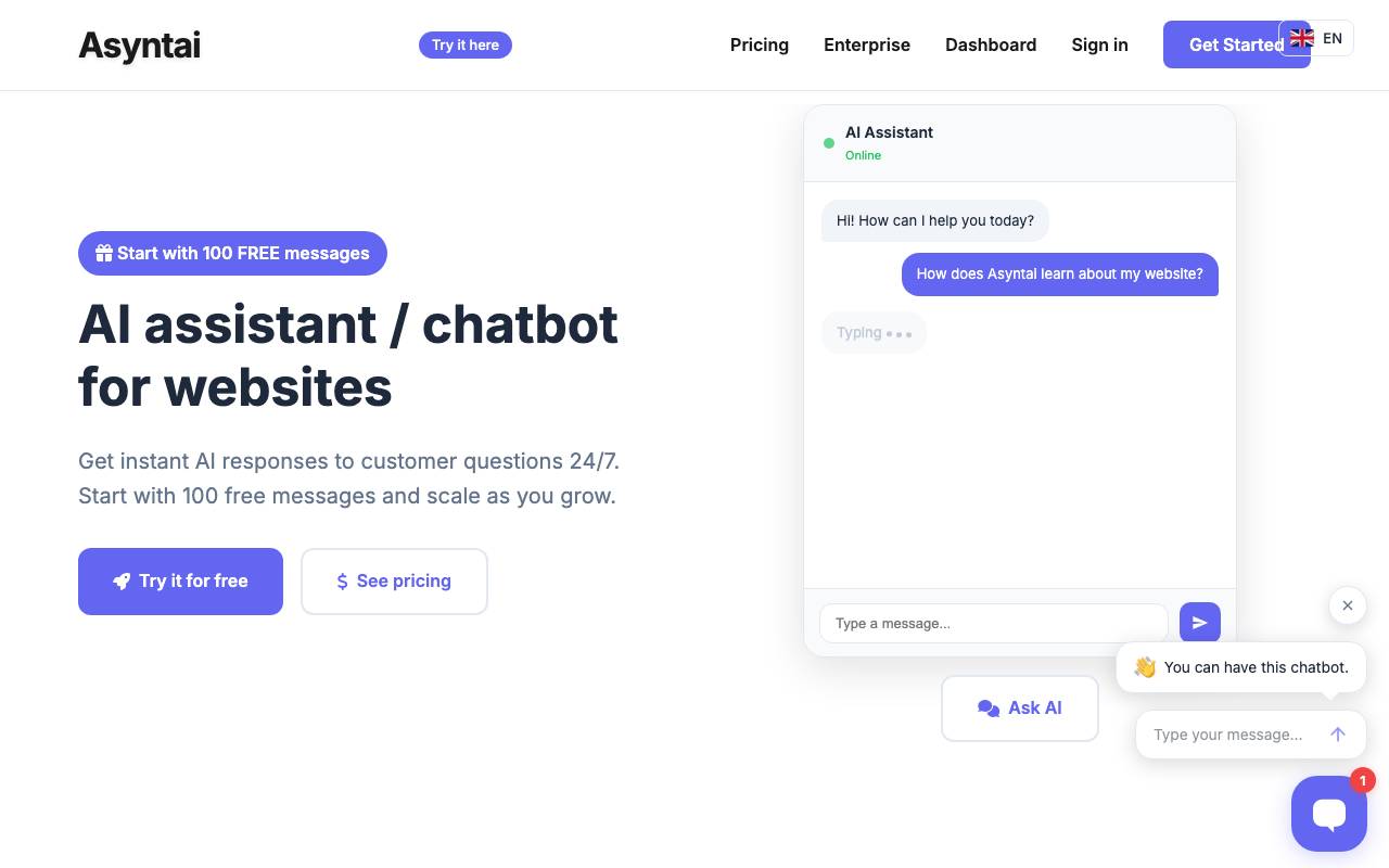 Asyntai website preview