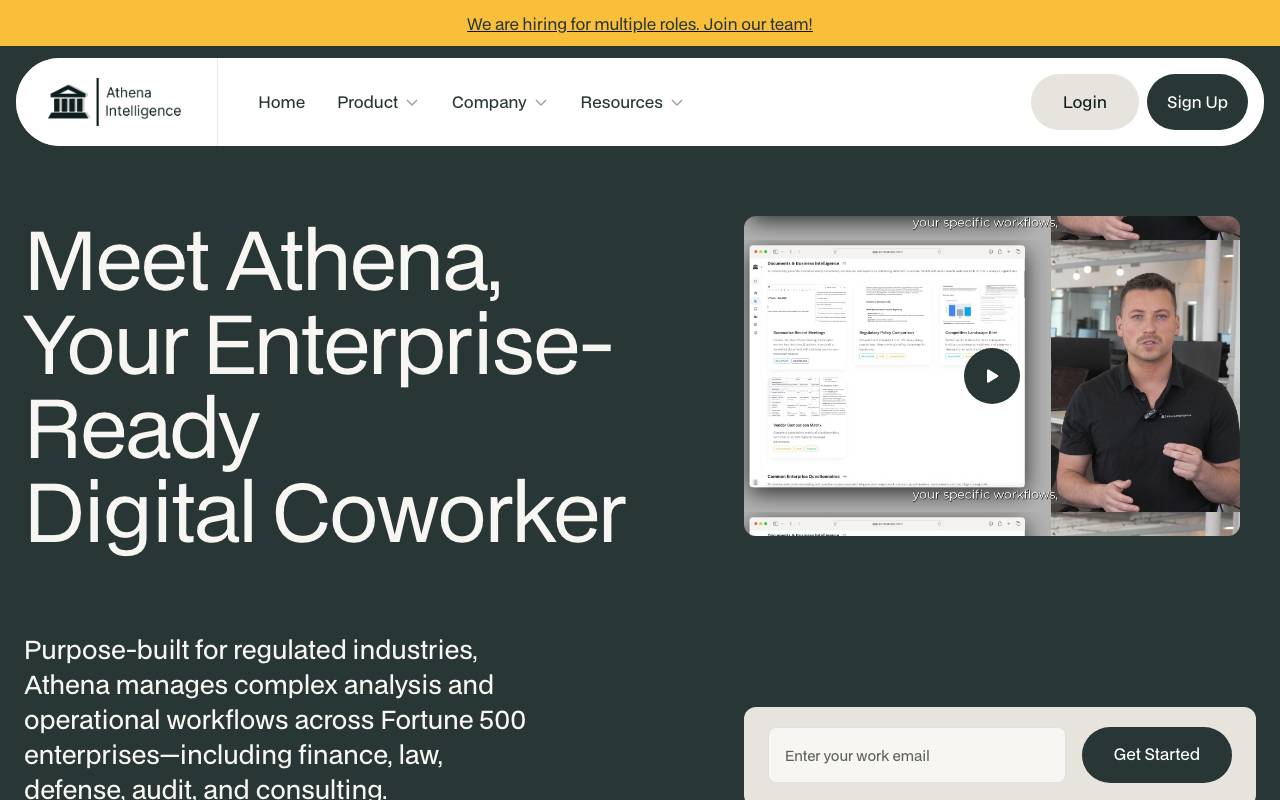 Athena Intelligence website preview