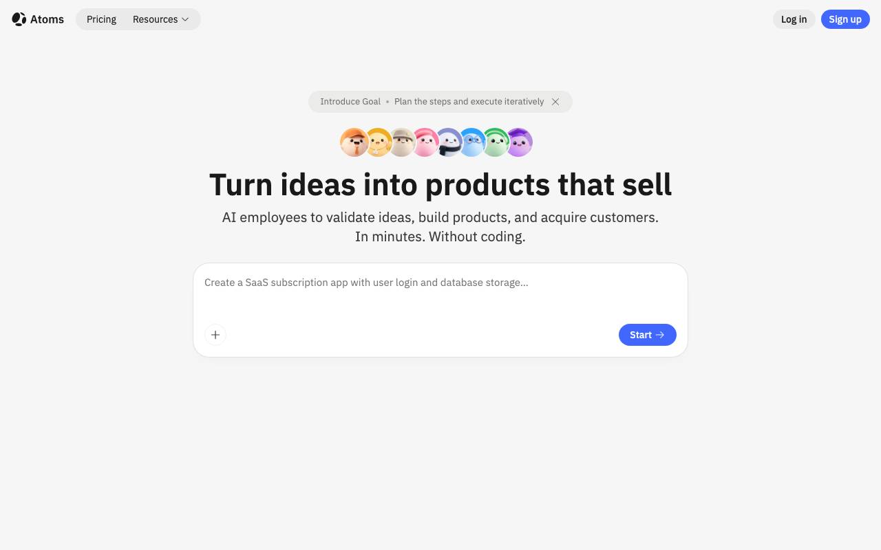 Atoms website preview