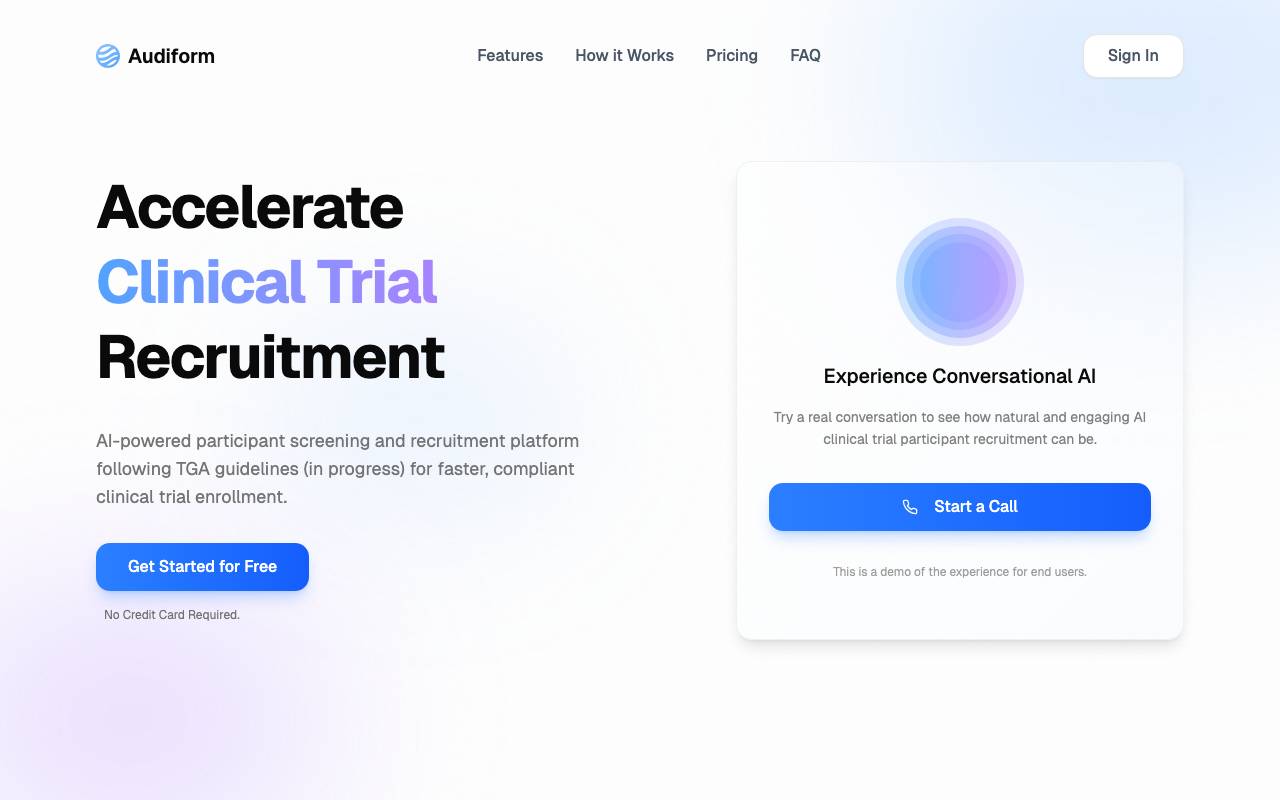Audiform website preview