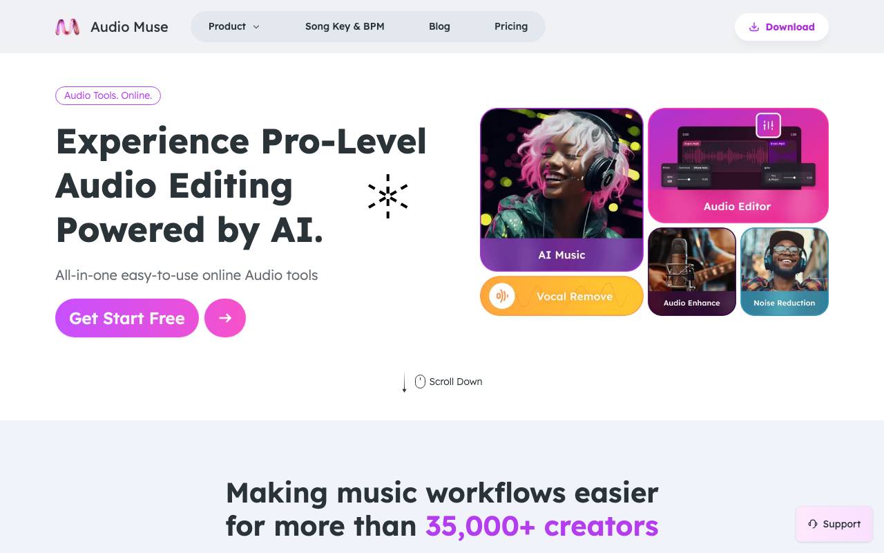 Audio Muse website preview