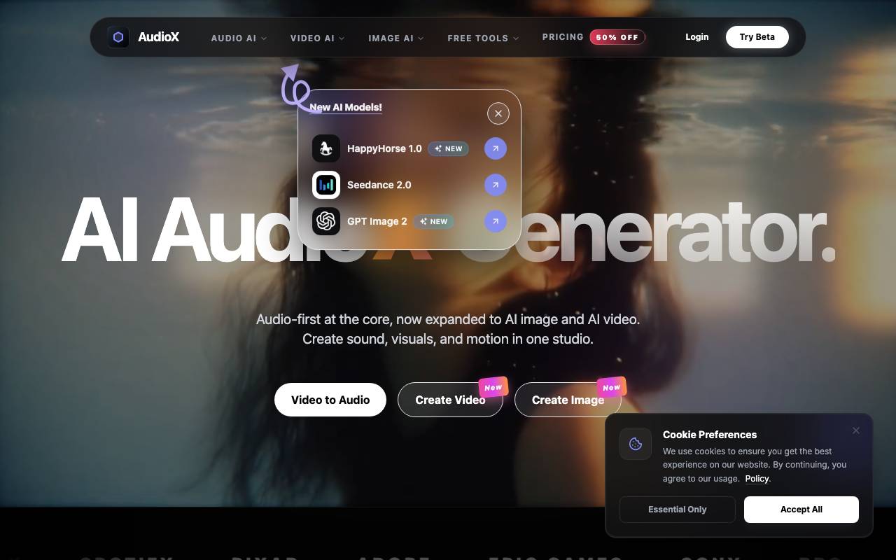 AudioX website preview