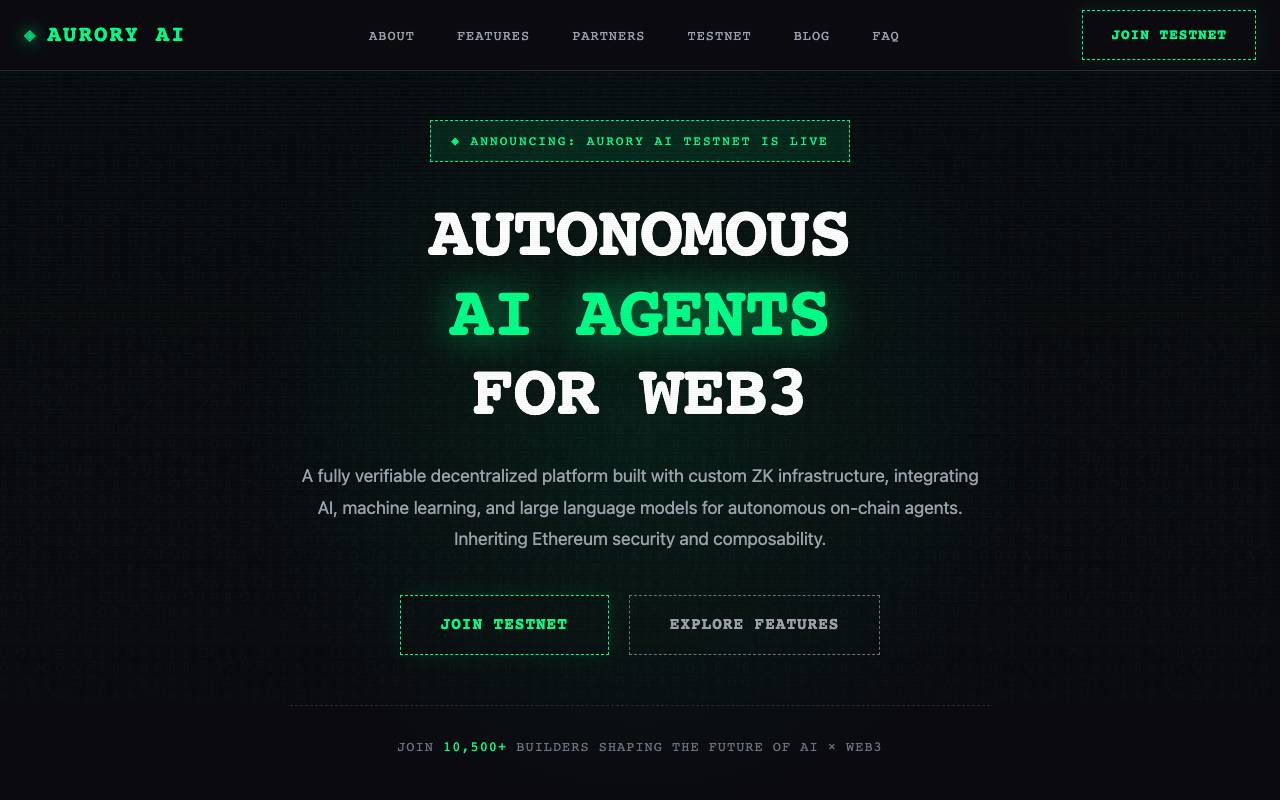 Aurory AI website preview