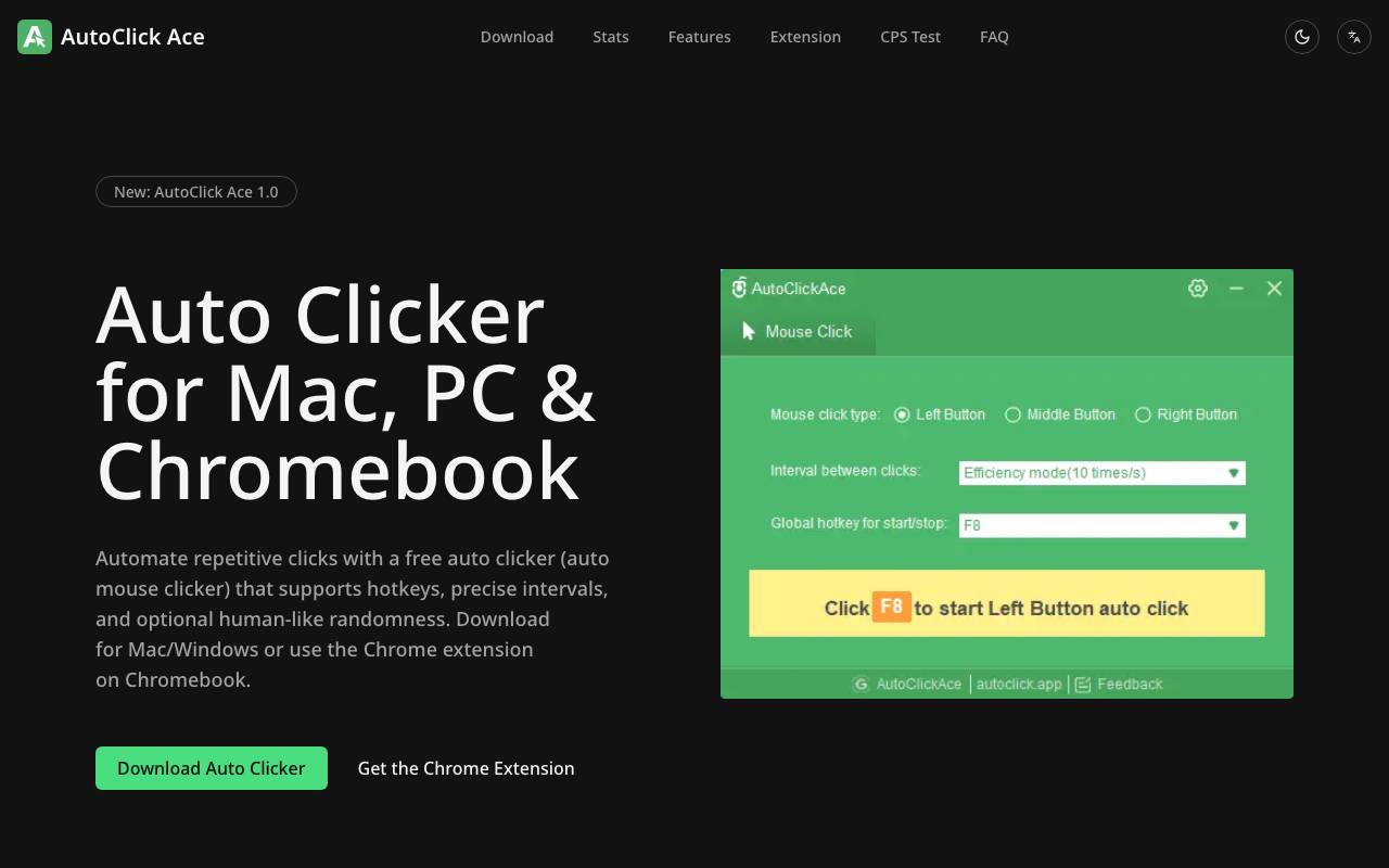AutoClick Ace website preview