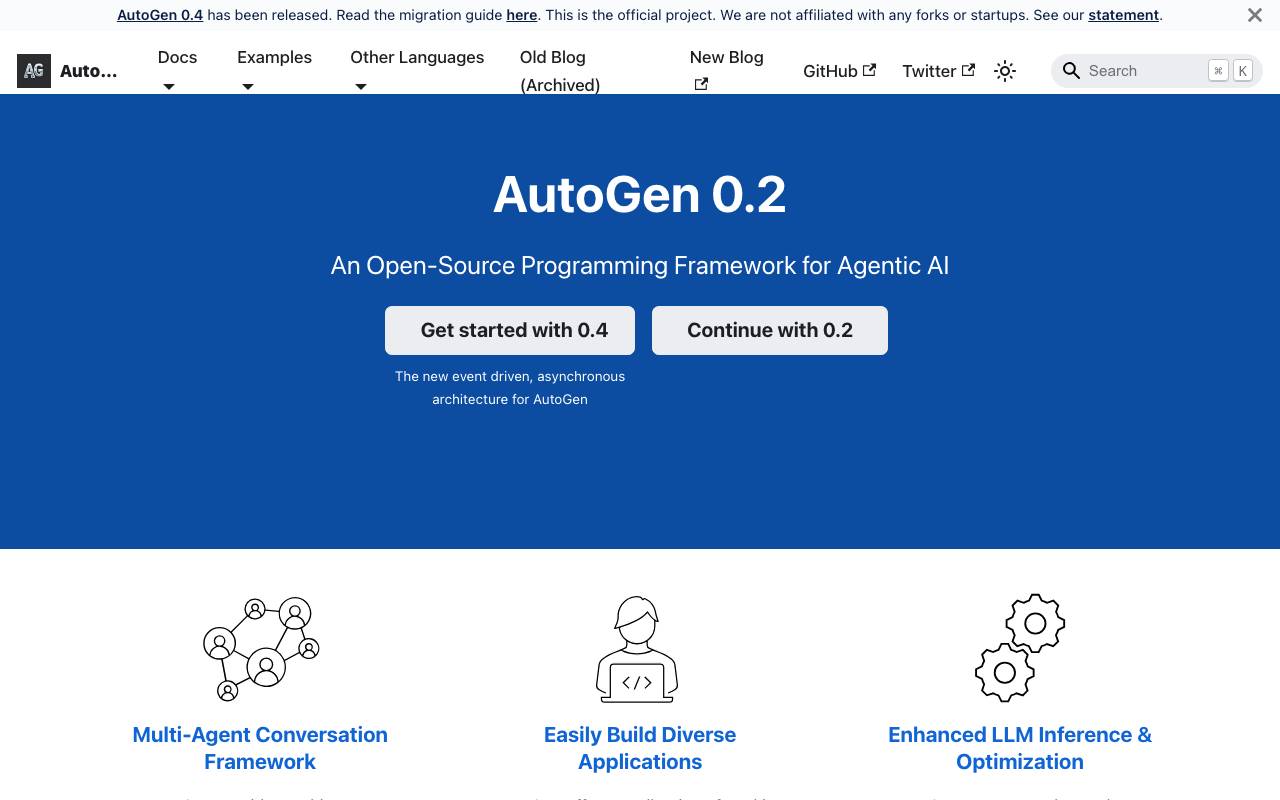 AutoGen website preview