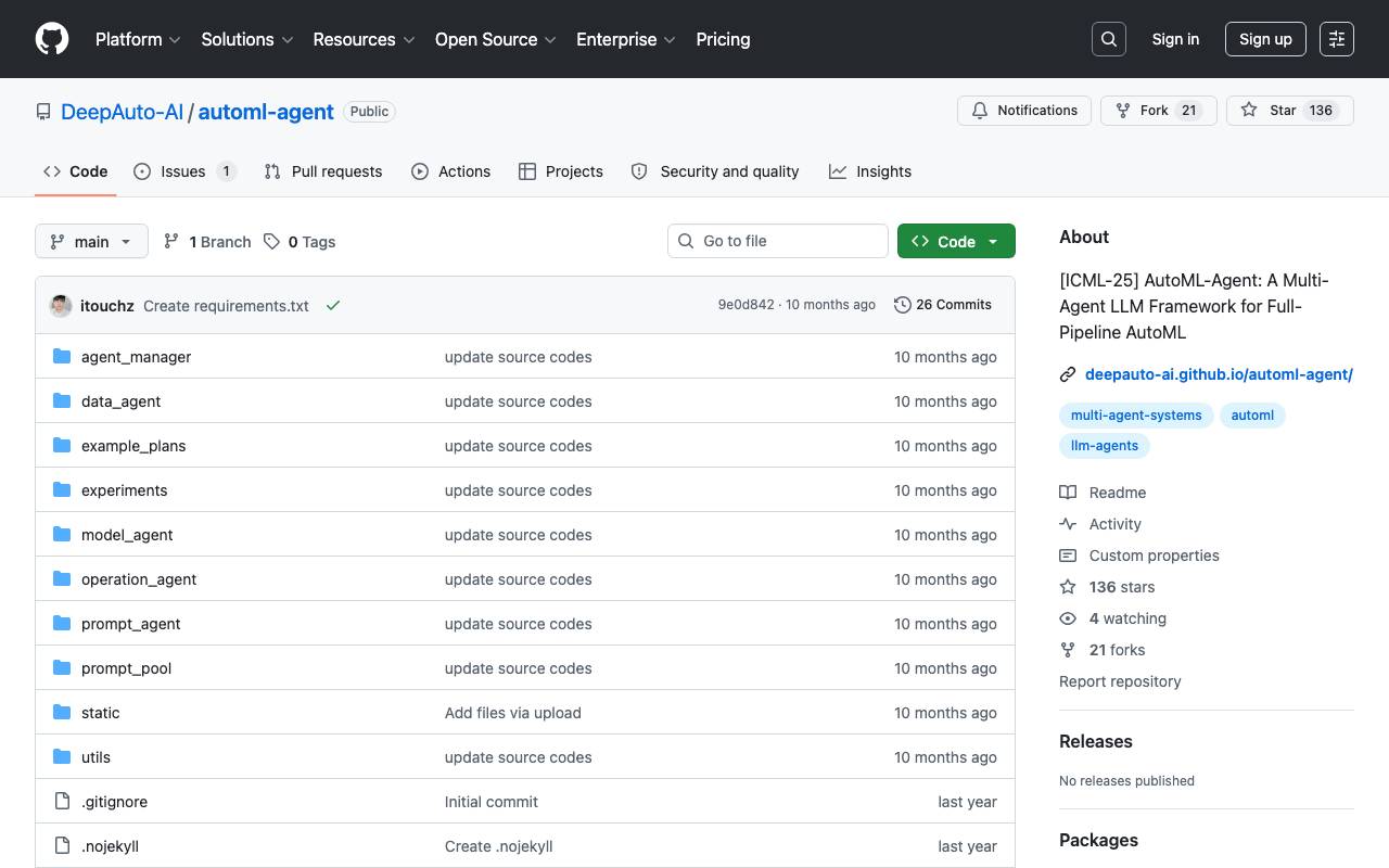 AutoML-Agent website preview