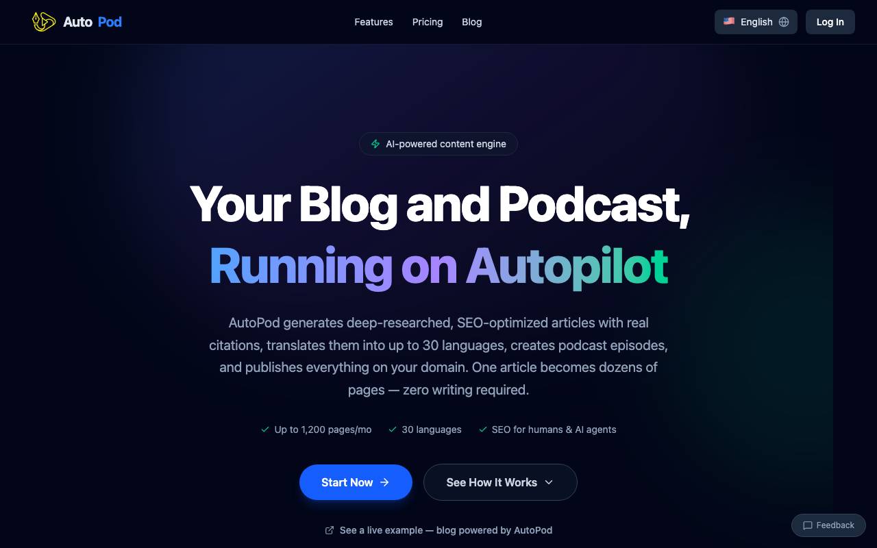AutoPod website preview