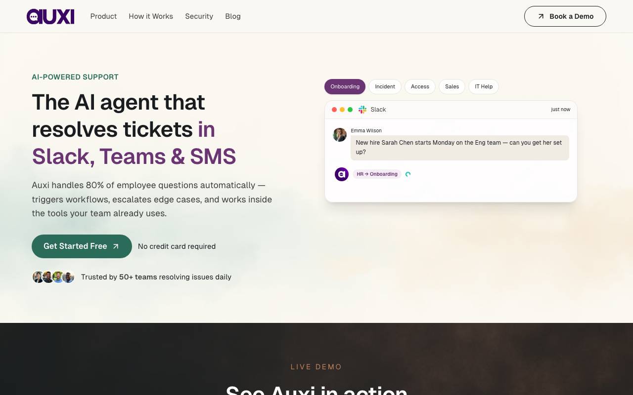 Auxi Labs website preview
