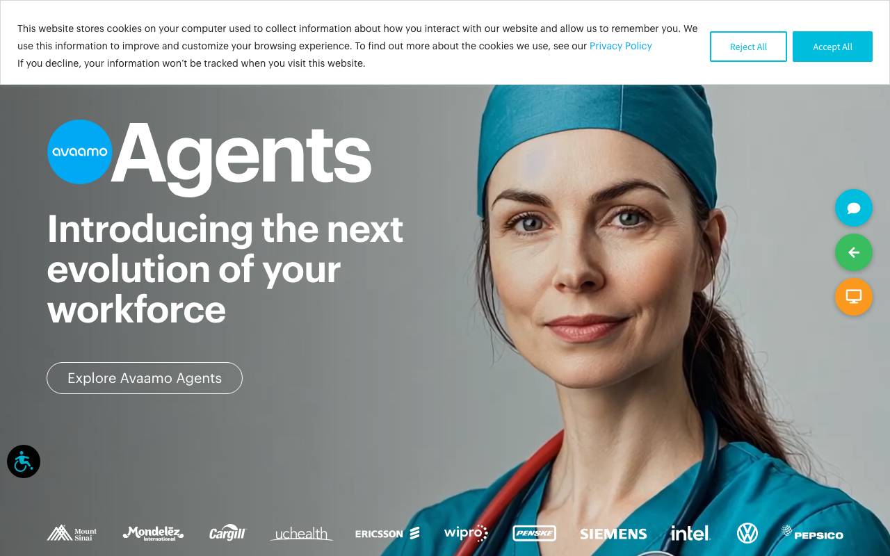 Avaamo website preview