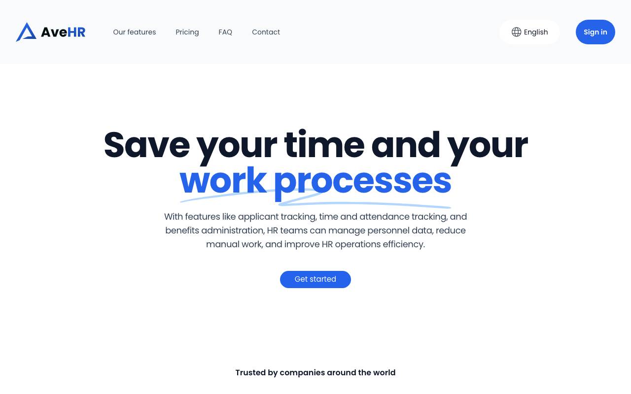 AveHR website preview
