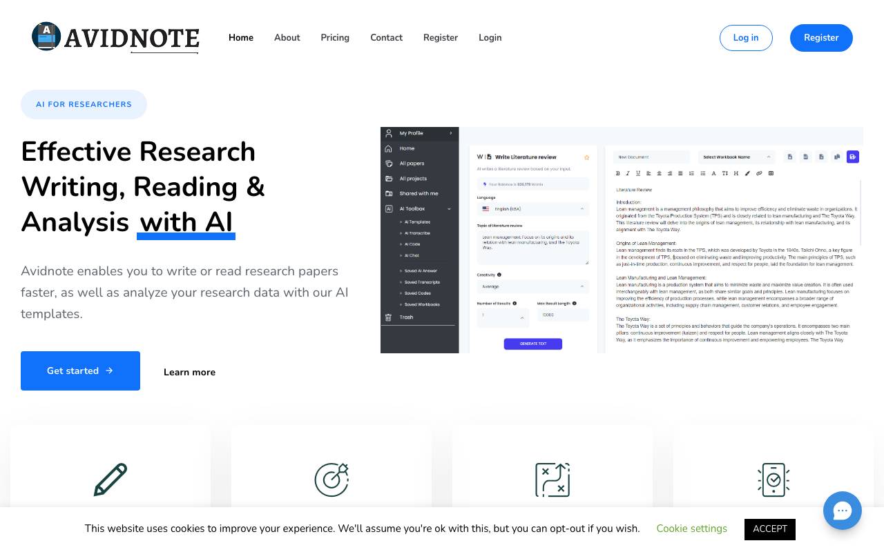 Avidnote website preview