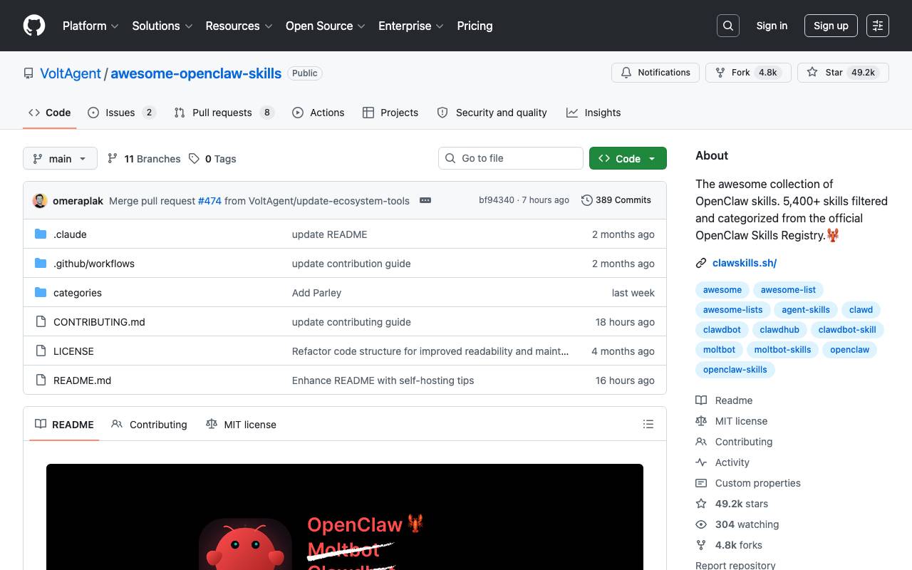 Awesome OpenClaw Skills website preview
