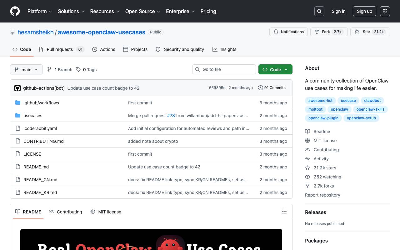 Awesome OpenClaw Use Cases website preview
