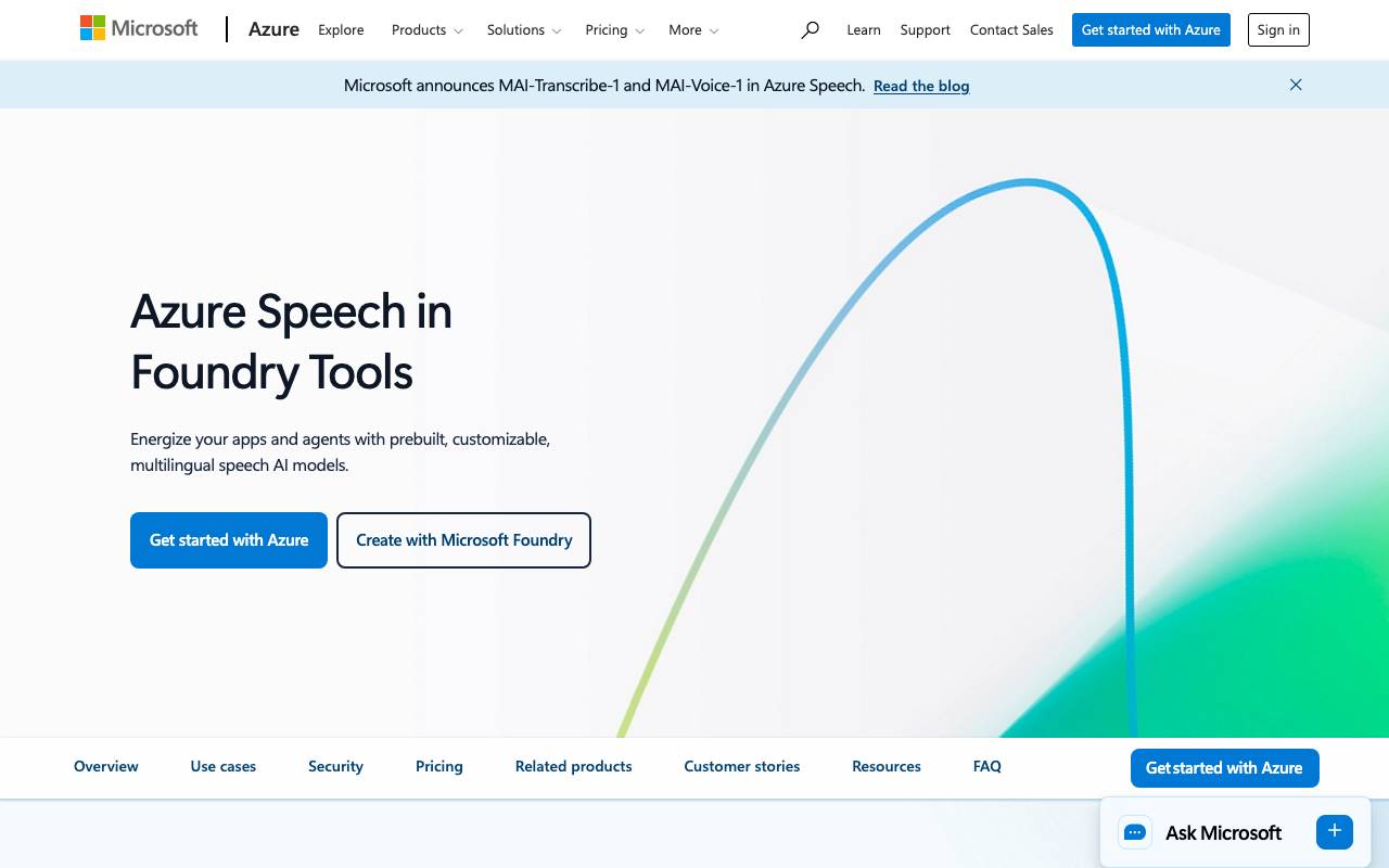 Azure AI Speech website preview