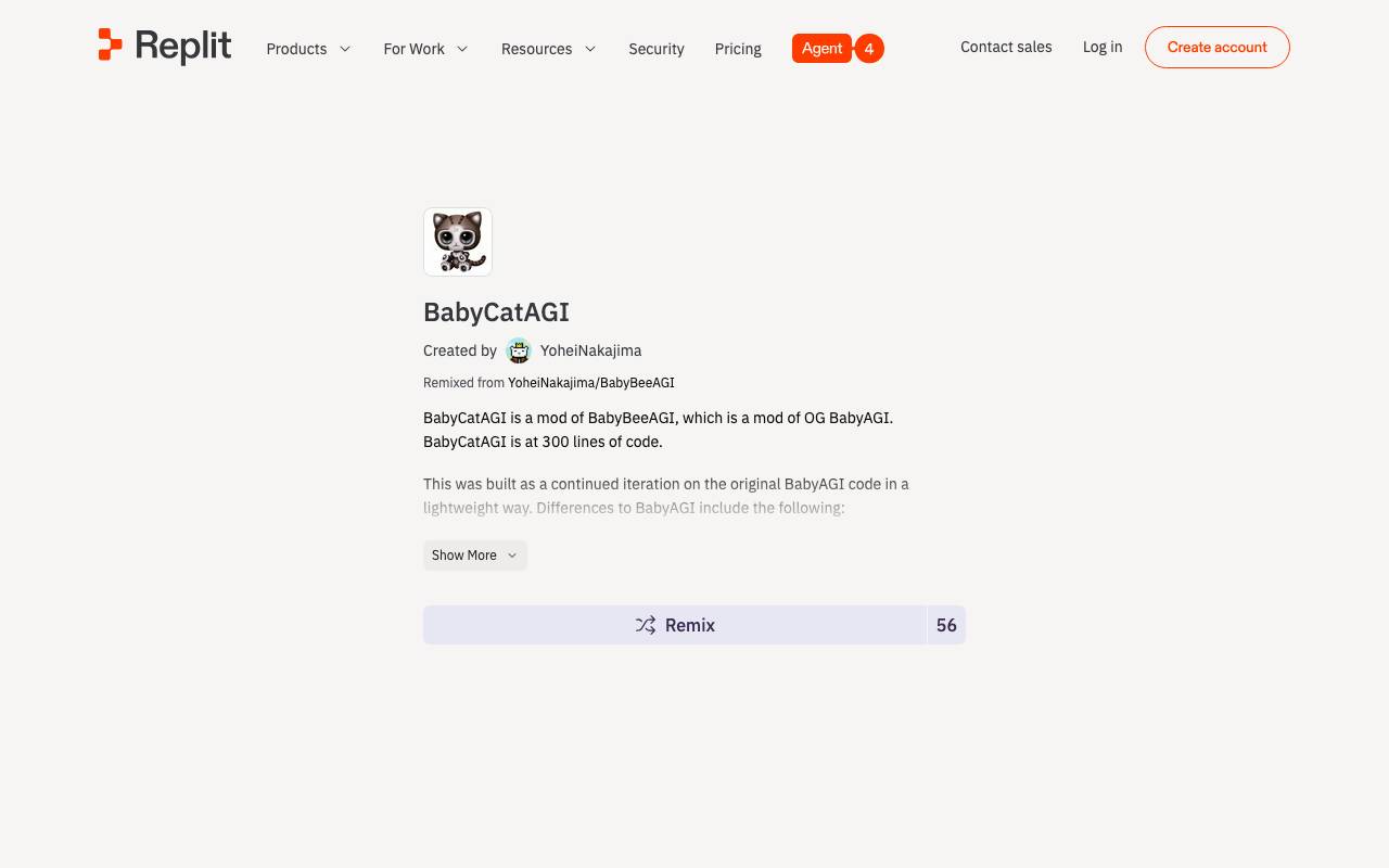 BabyCatAGI website preview
