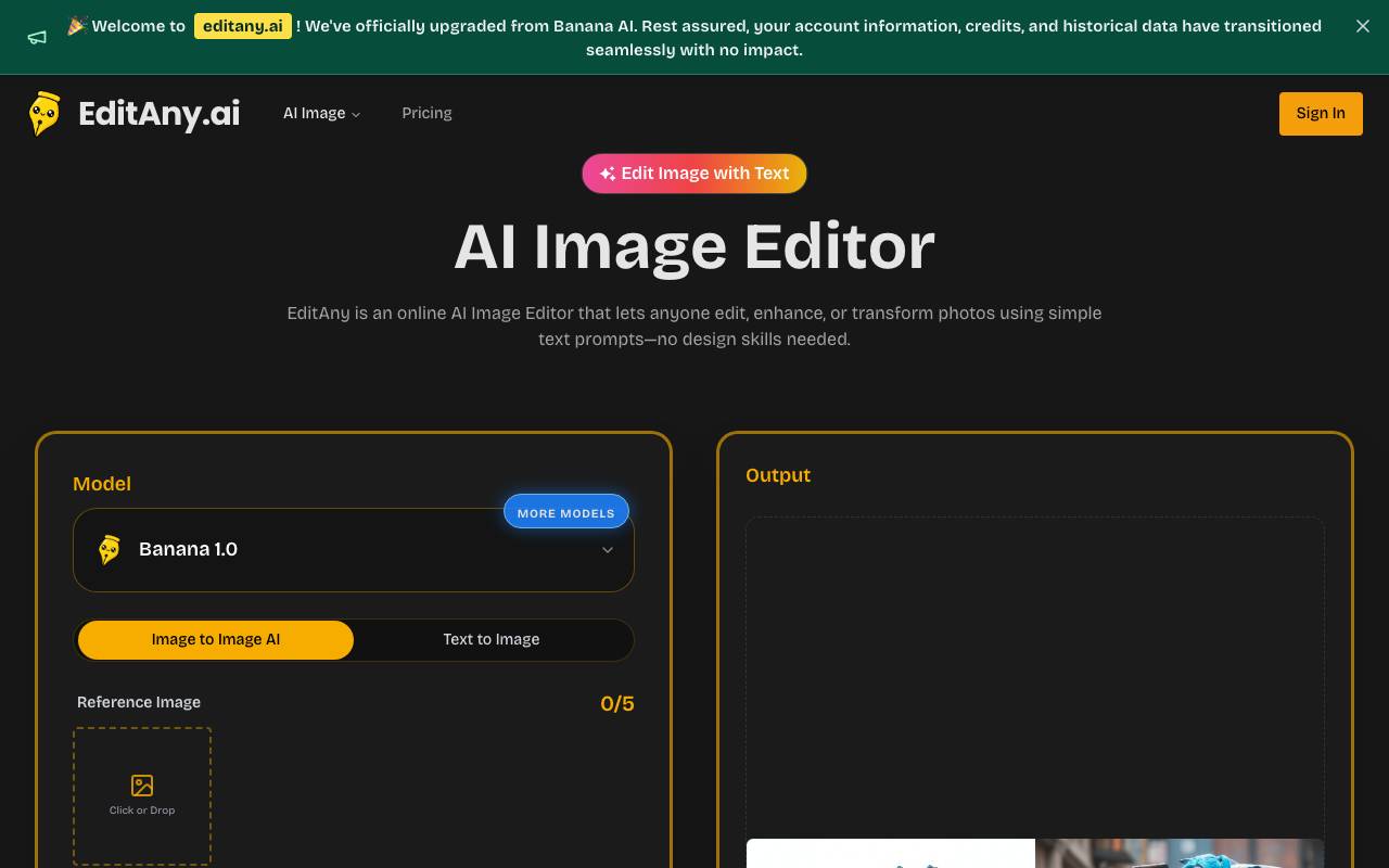 Banana AI website preview