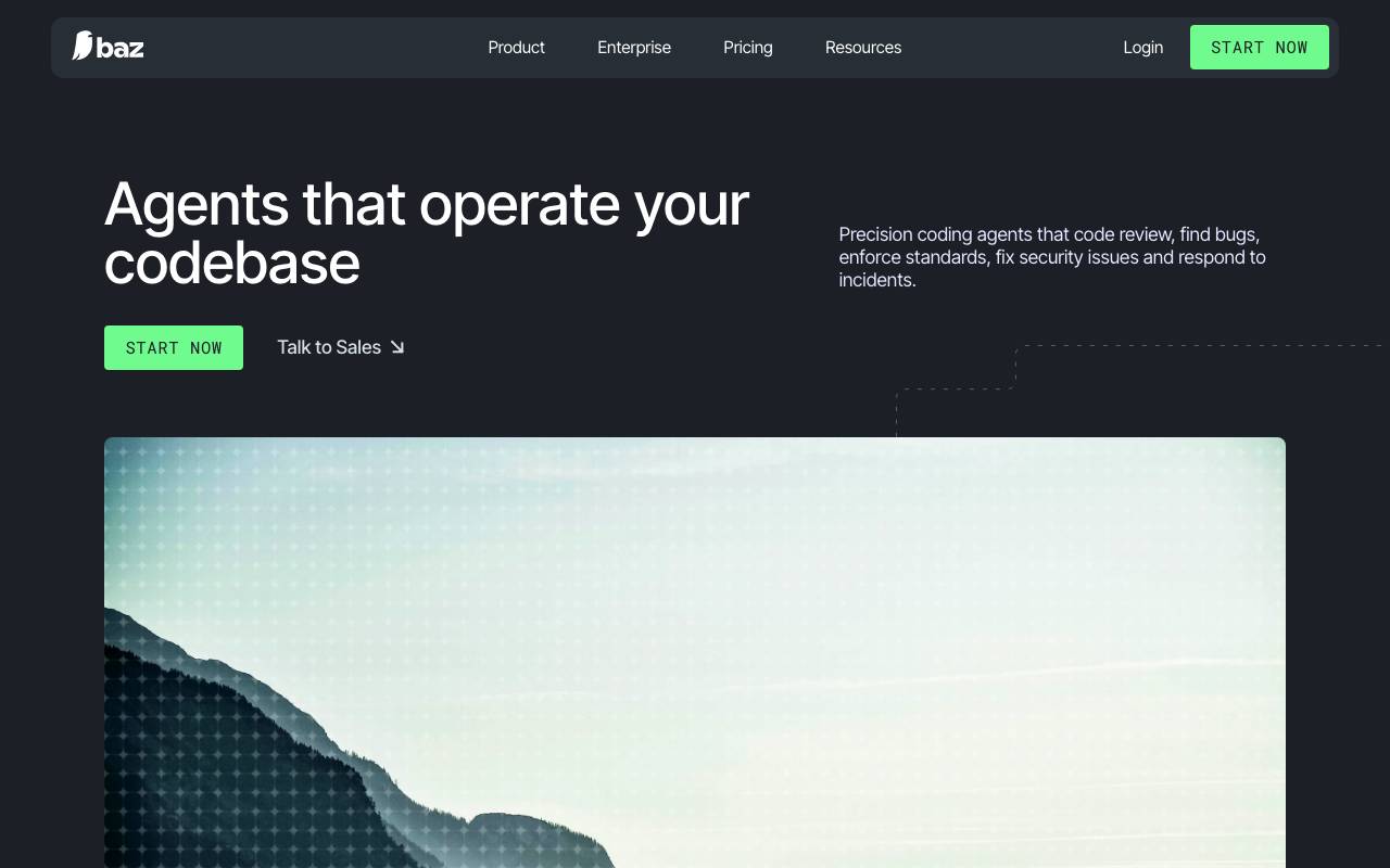 Baz AI Code Review website preview
