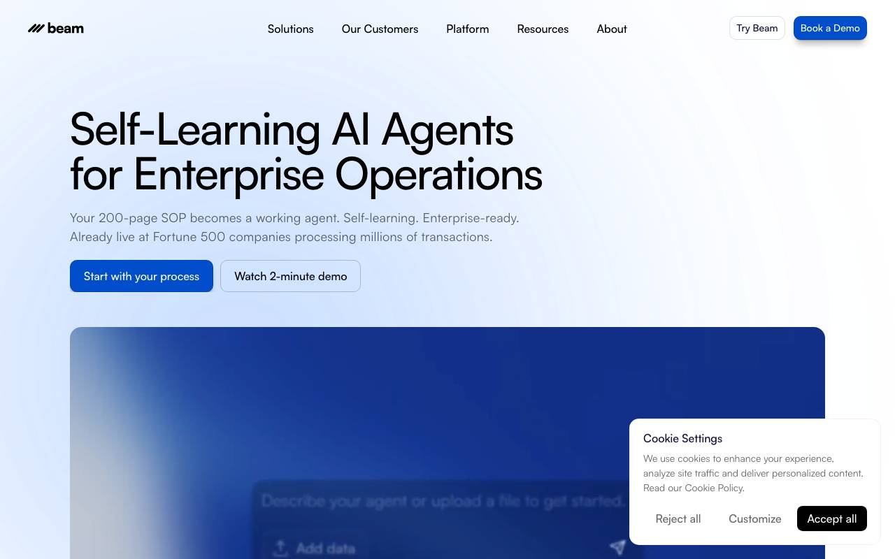 Beam AI website preview