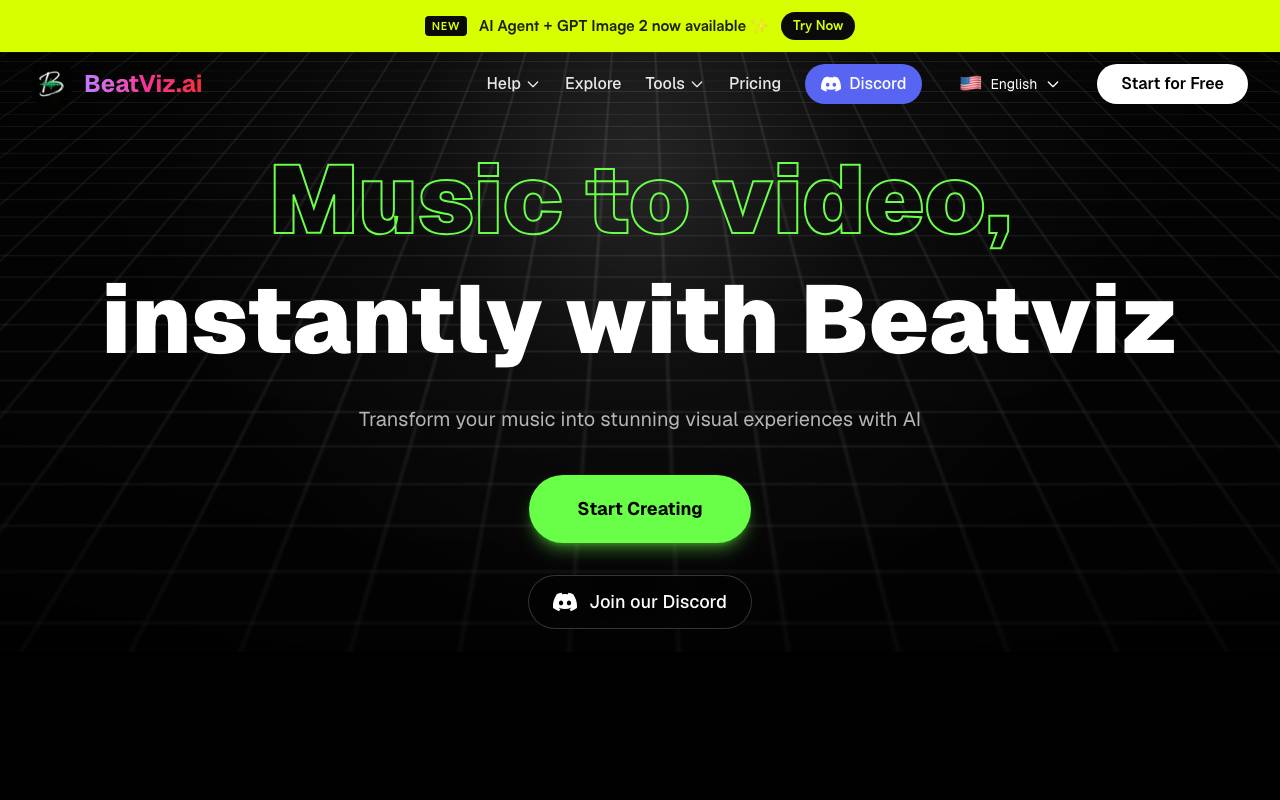 BeatViz AI MV Generator website preview