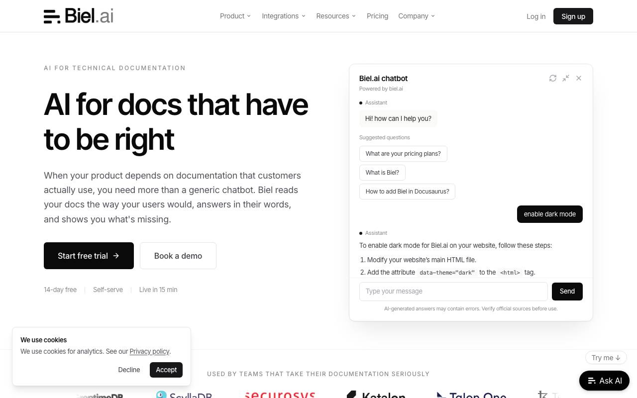 Biel.ai website preview