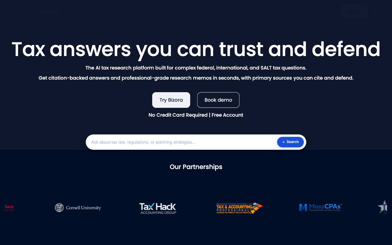 Bizora AI website preview