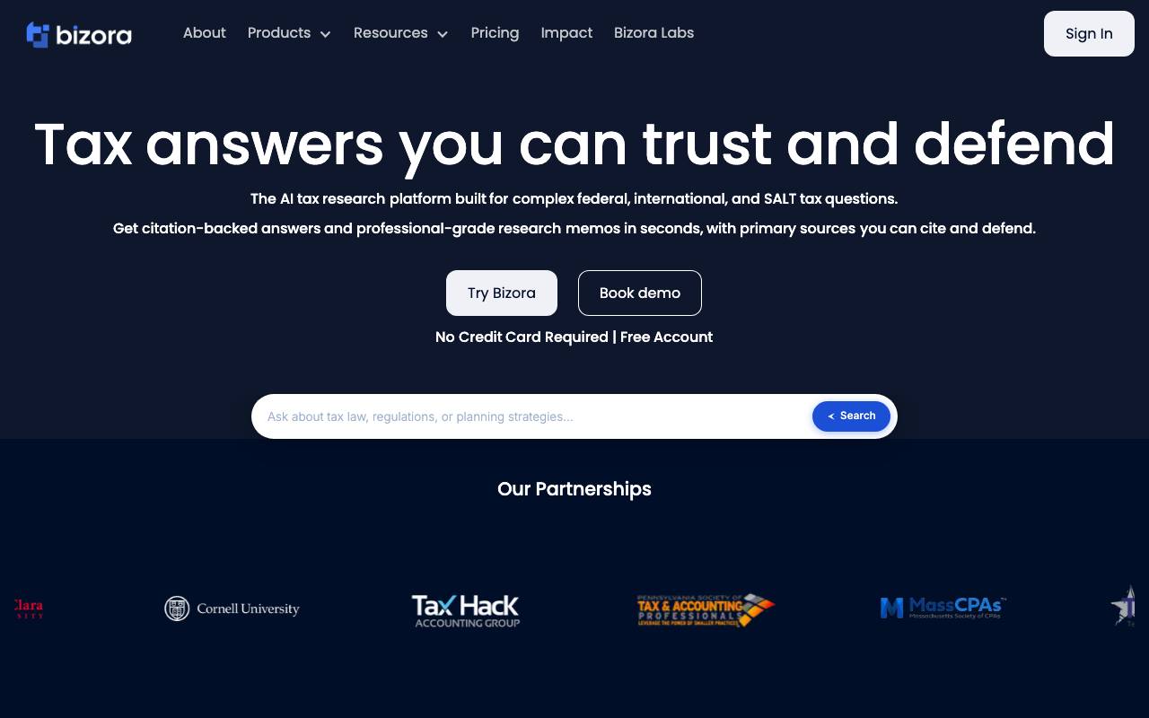 Bizora Inc. website preview
