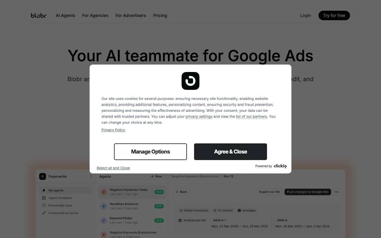 Blobr AI website preview