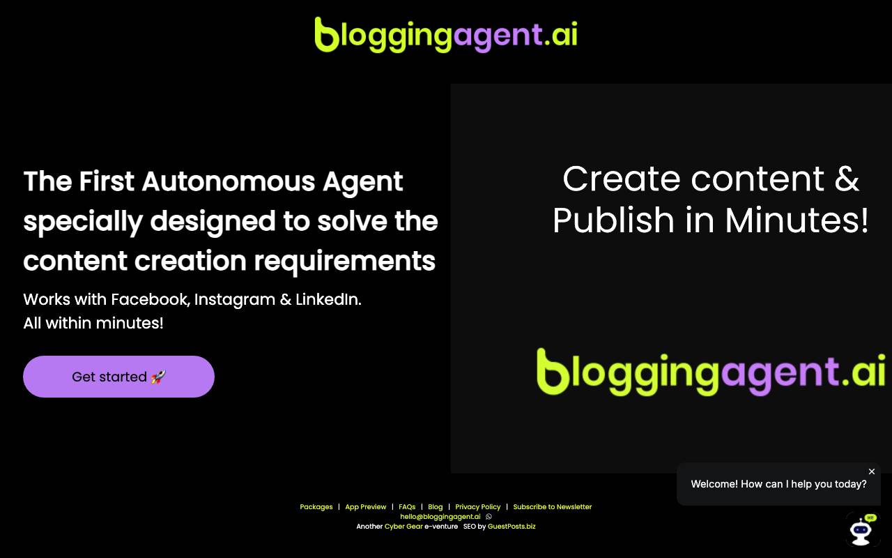 BloggingAgent.ai website preview