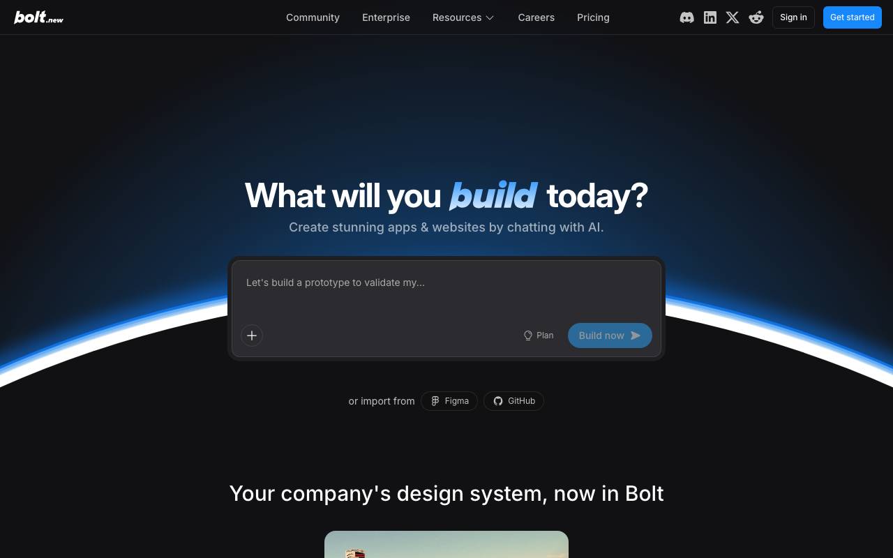 Bolt AI website preview