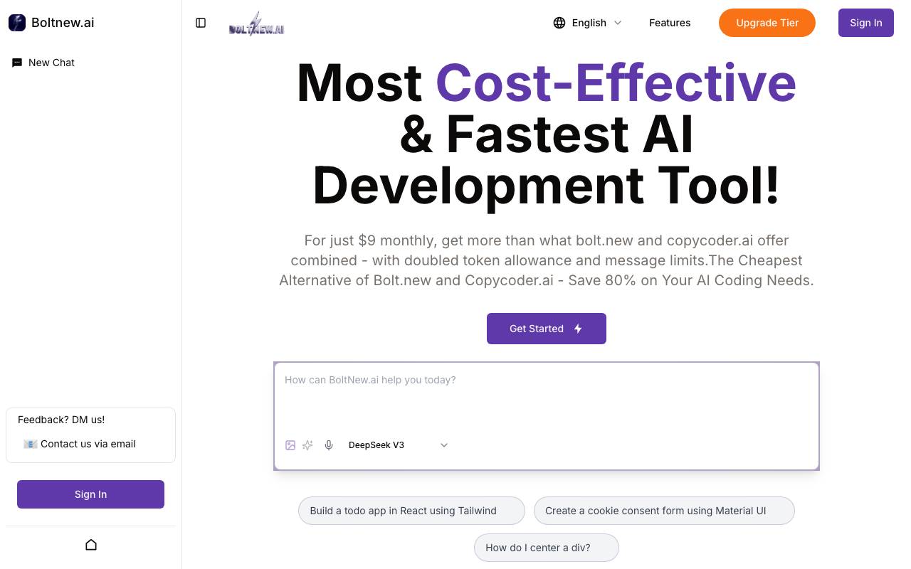 bolt new ai website preview
