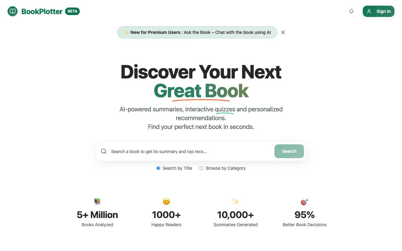 BookPlotter website preview